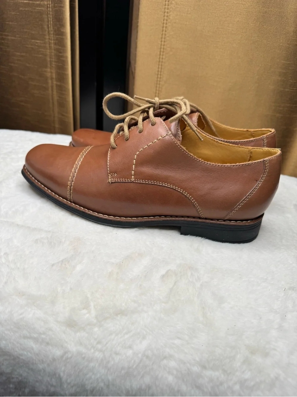 Sandro Moscoloni Cognac Leather Cap Toe Oxford Dress Shoes 7.5D